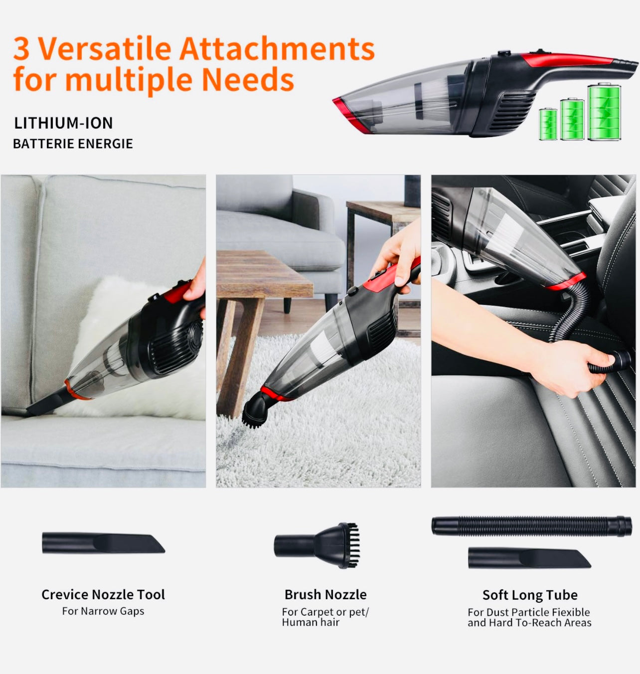 Fityou Handheld Vacuum Cordless, Upgraded 5800PA Super Suction Power Car Vacuum for Wet & Dry Clean, Portable Vacuum Cleaner 2200mAh Lithium Battery, 12V Vac for Home and Car Cleaning