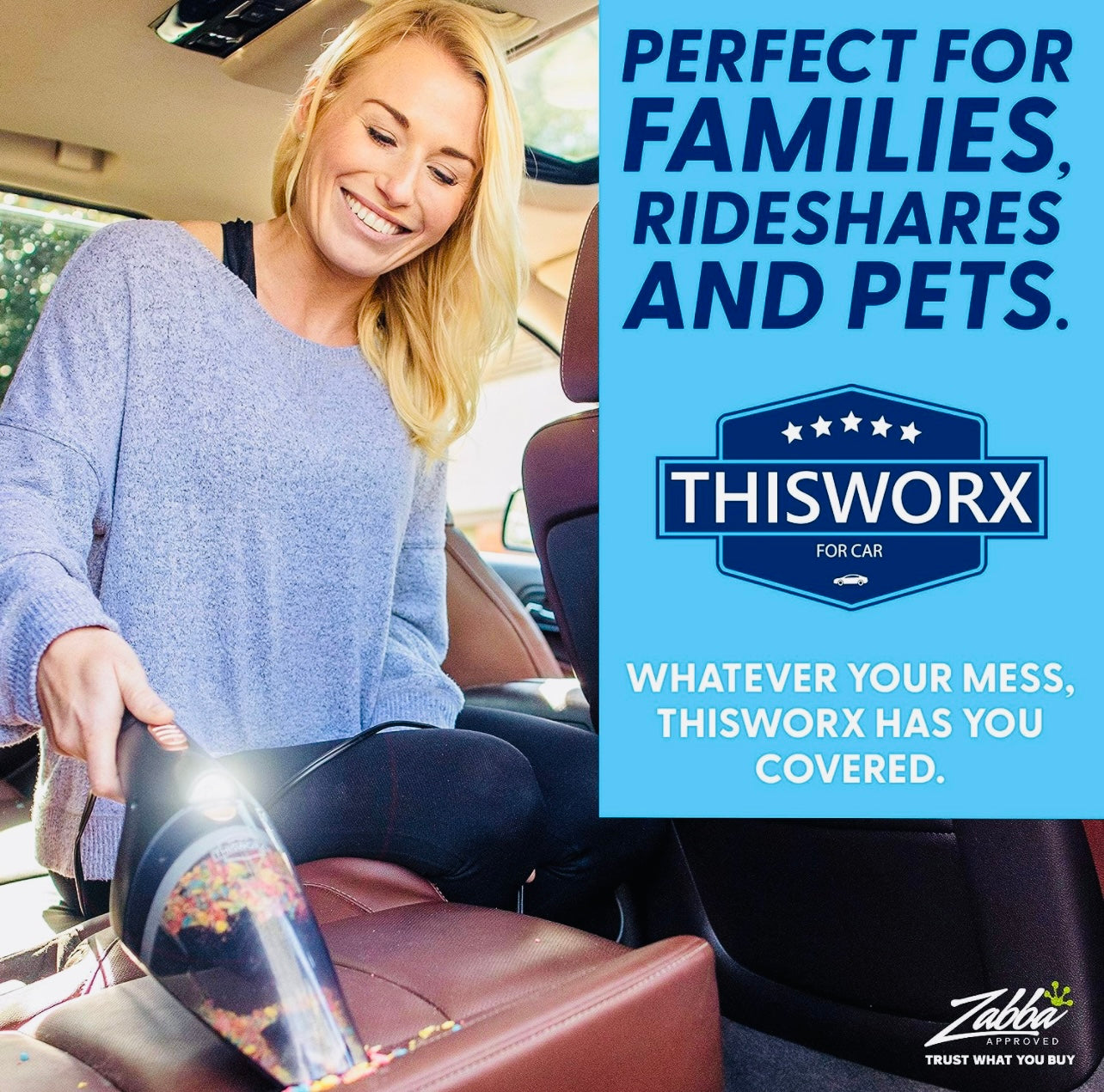 ThisWorx Car Vacuum Cleaner - Car Accessories - Small 12V High Power Handheld Portable Car Vacuum w/Attachments, 16 Ft Cord & Bag - Detailing Kit Essentials for Travel, RV Camper