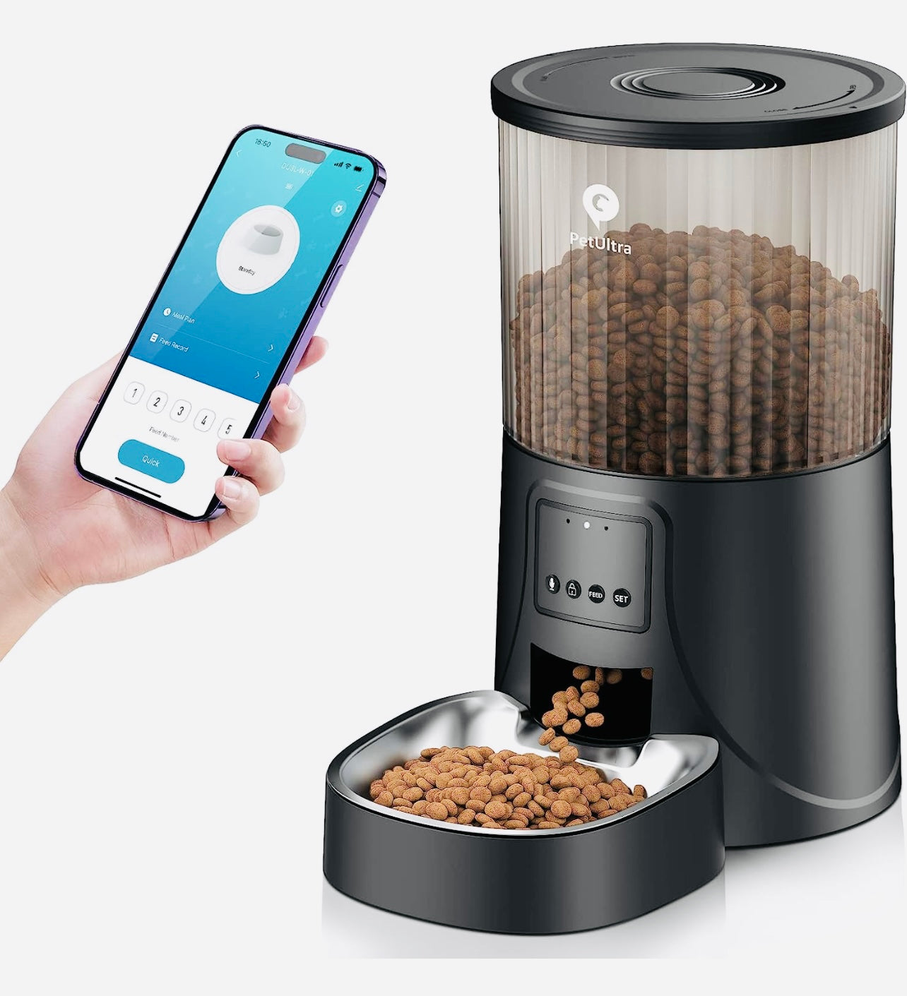 PETULTRA Automatic Cat Feeders WiFi APP Control Dry Dog Cat Food