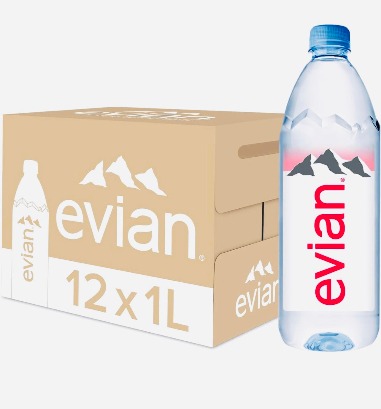 Evian Natural Mineral Water, 12 x 1L