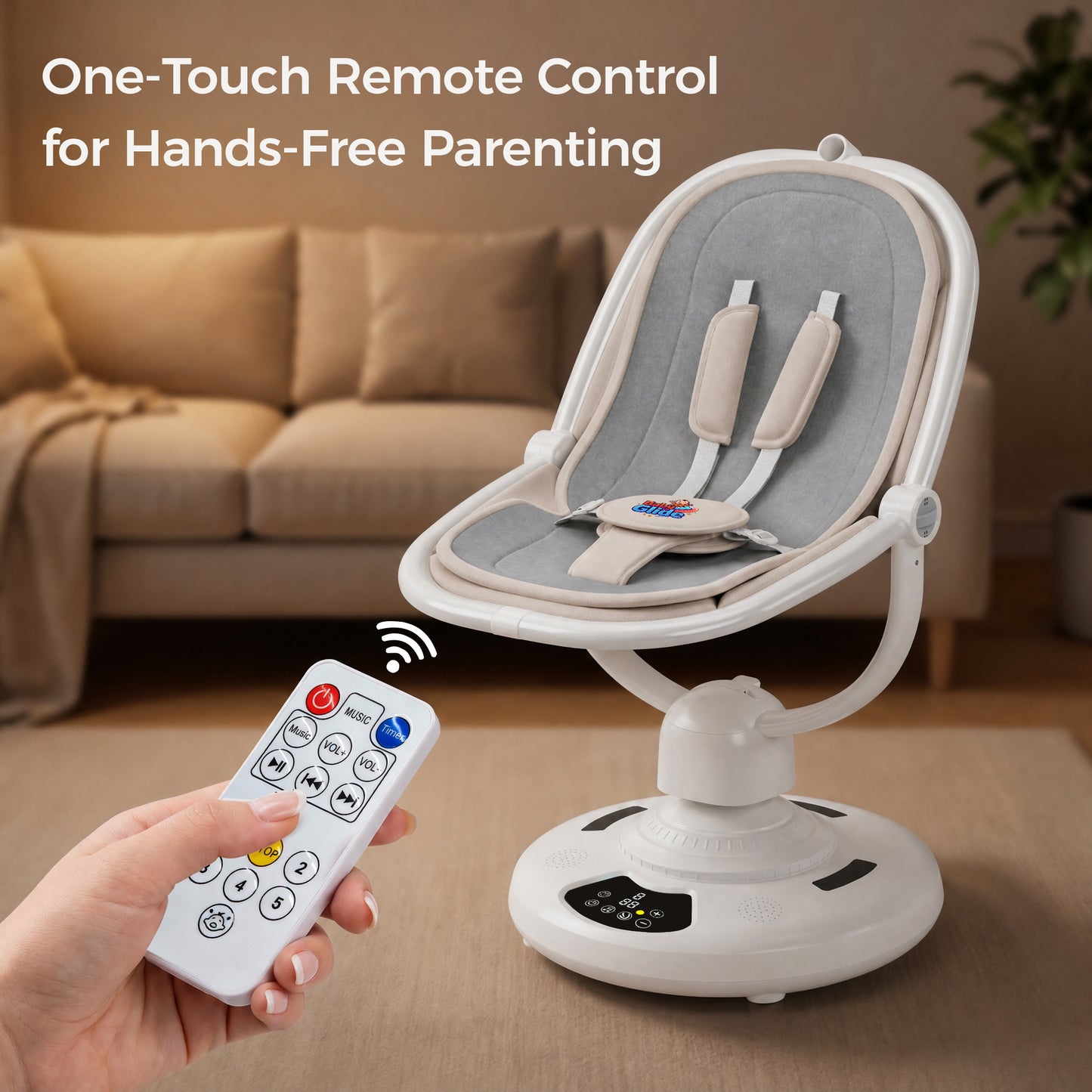 Baby Glide Electric Baby Swing โ Smart Bluetooth Baby Rocker with Remote Control & 5 Swing Speeds,BLUE