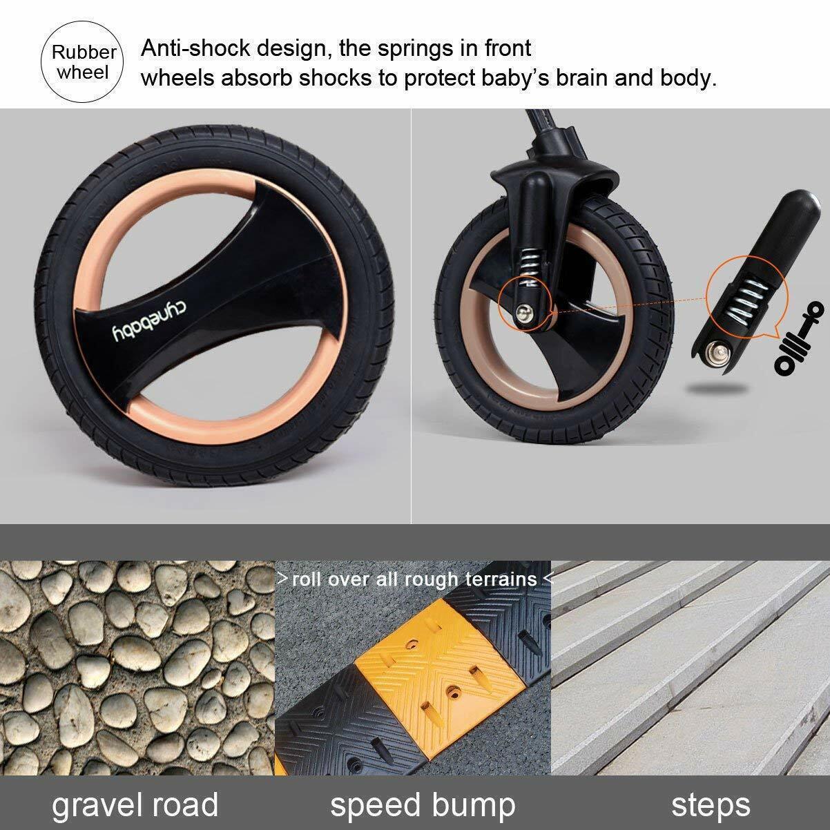 Reversible Baby Pram Stroller Bassinet Shock Absorbers Jogger Push Chair 9 in 1