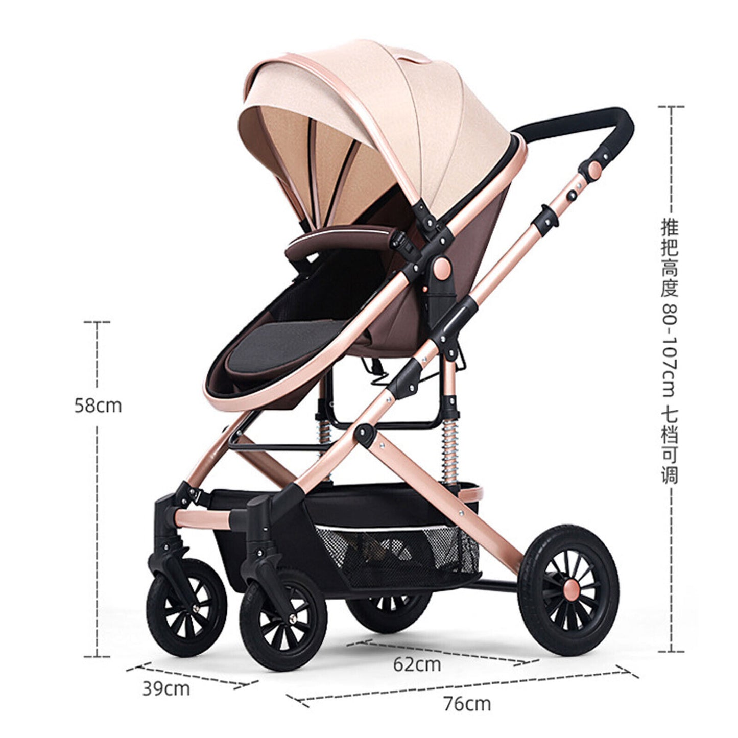Baby Stroller Set 3 in 1 Newborn Infant Bassinet Travel System with Car Seat