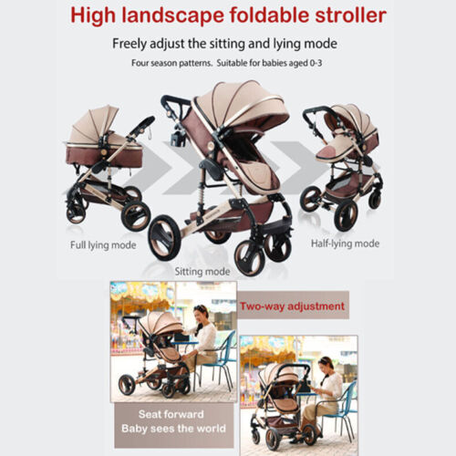 Reversible Baby Pram Stroller Bassinet Shock Absorbers Jogger Push Chair 9 in 1