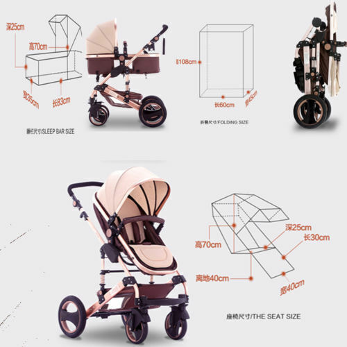 Reversible Baby Pram Stroller Bassinet Shock Absorbers Jogger Push Chair 9 in 1