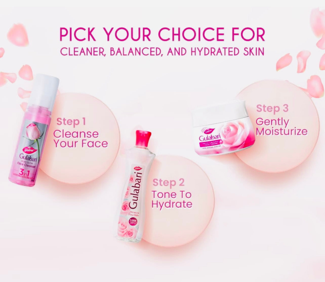 Dabur Gulabari Rose Glow Face Cleanser - 100ml | For All Skin Types | Cleaner, Balanced & Hydrated Skin