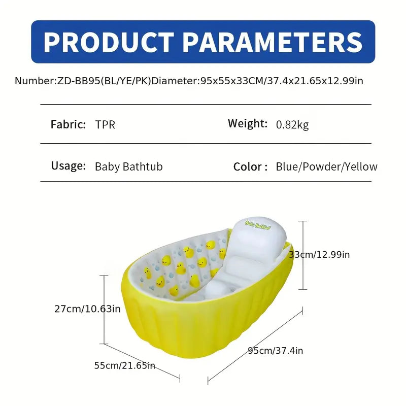 Baby Inflatable Bathtub: Large, Foldable, and Portable - Perfect for Newborns and Children!