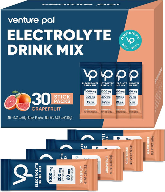 Venture Pal High Sodium Sugar Free Electrolytes Powder Pack,Zero Calories - 30 Sticks