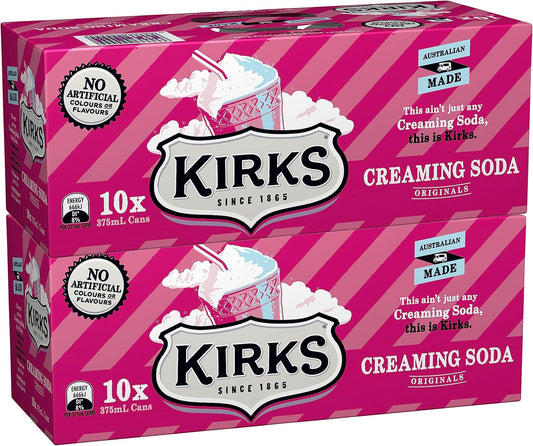 Kirks Creaming Soda Soft Drink Multipack Cans 20 x 375 mL