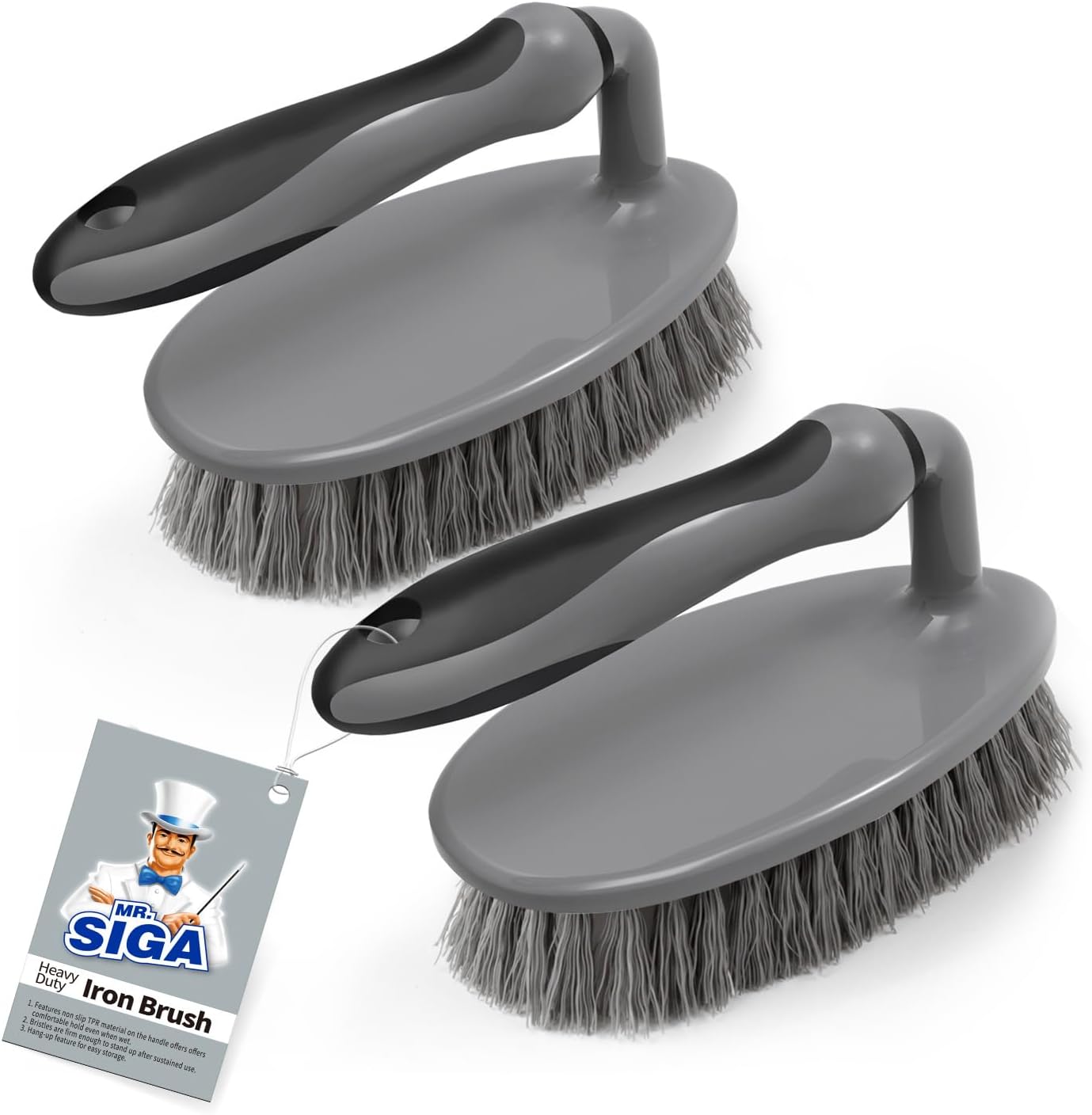 MR.SIGA Heavy Duty Scrub Brush with Comfortable Grip 2-Pack