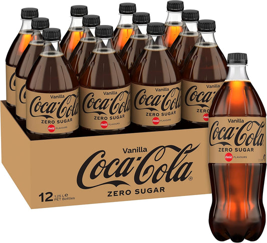 Coca-Cola Zero Sugar Vanilla Soft Drink Multipack Bottles 12 x 1.25L