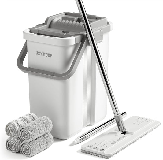 JOYMOOP Mop and Bucket with Wringer Set, Flat Squeeze Mop Flat Head