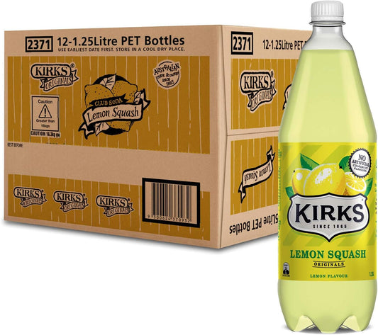 Kirks Lemon Squash Flavoured Soft Drink Multipack Bottles 12 x 1.25L
