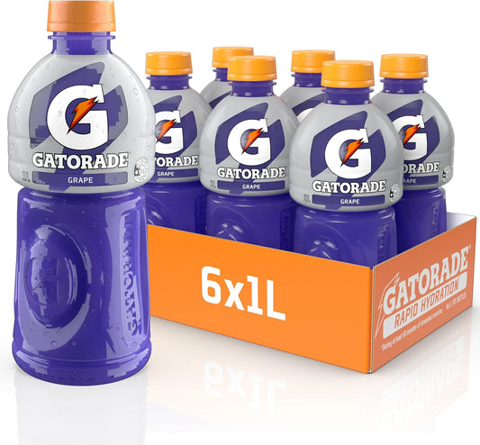 Gatorade Grape Flavoured Pet Electrolyte Sports Drink 1 Litre (Pack of 6)