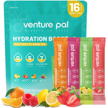Venture Pal Sugar Free Electrolyte Powder Packets - Liquid Daily IV Drink Mix for Rapid Hydration & Party Recovery