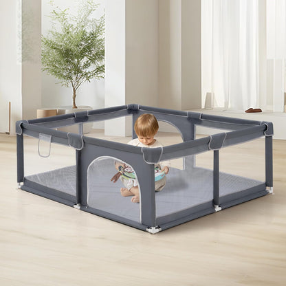 Playpals Baby Playpen – 180x200cm Spacious Play Yard for Babies & Toddlers , Grey