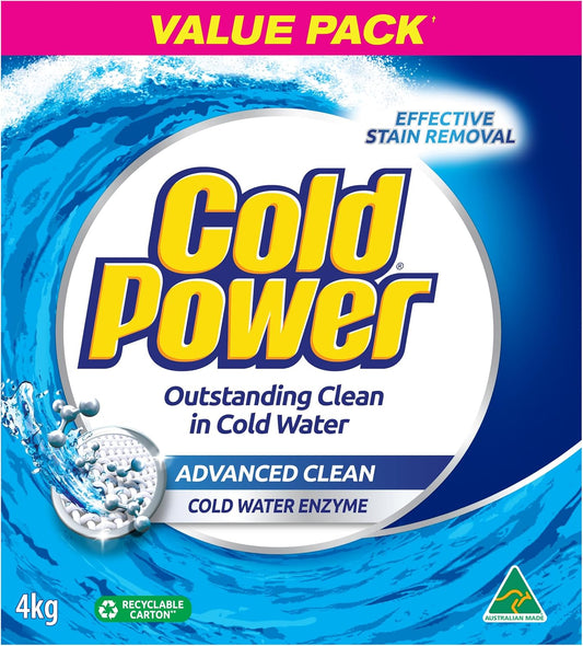 Cold Power Advanced Clean, Powder Laundry Detergent, 4kg, Suitable for Front and Top Loaders