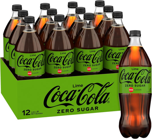 Coca-Cola Lime Coke Zero Sugar Soft Drink 12 x 1.25 Liter
