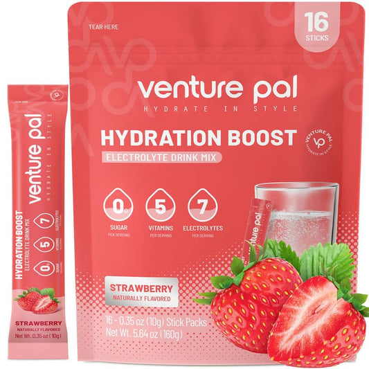 Venture Pal Sugar Free Electrolyte Powder Packets - Liquid Daily IV Drink Mix for Rapid Hydration ,16 Sticks