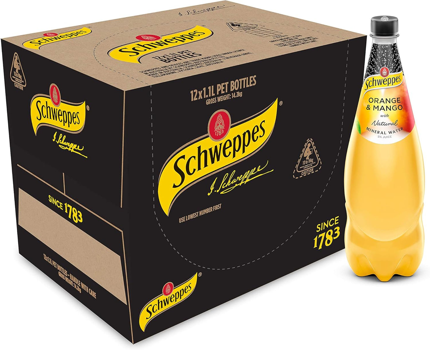 Schweppes Orange and Mango Mineral Water, 12 x 1.1L