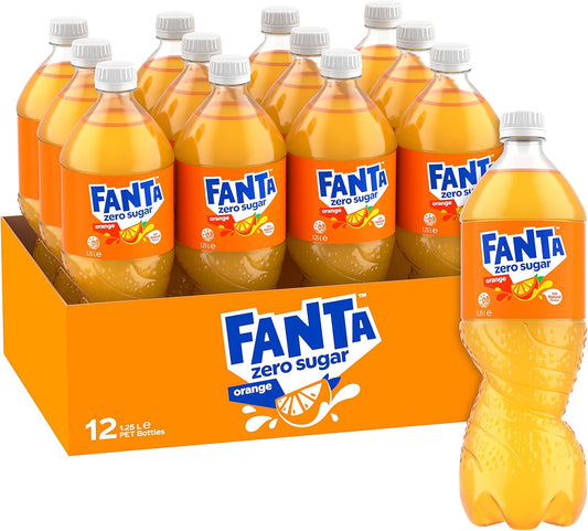 Fanta Orange Zero Sugar Soft Drink Multipack Bottles 12 x 1.25L