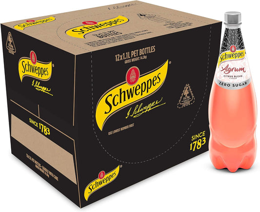 Schweppes Agrum Citrus Zero Sugar, 12 x 1.1L