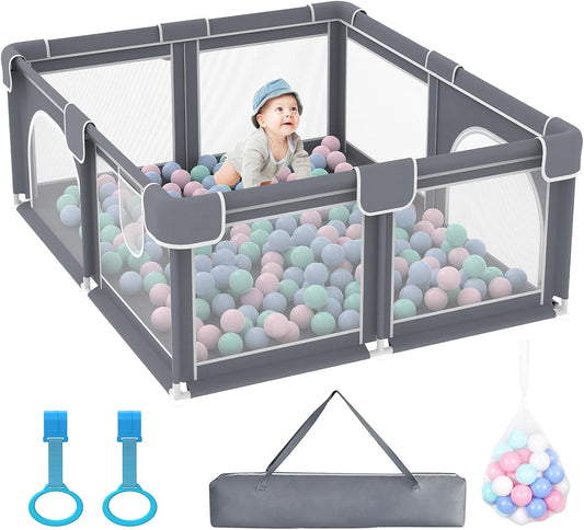 Advwin Baby Playpen 185 × 155cm,Large Playpen for Toddler (Gray)