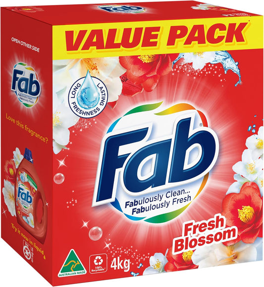 Roll over image to zoom in Fab Fresh Blossoms, Laundry Detergent Washing Powder, 4 Kilograms