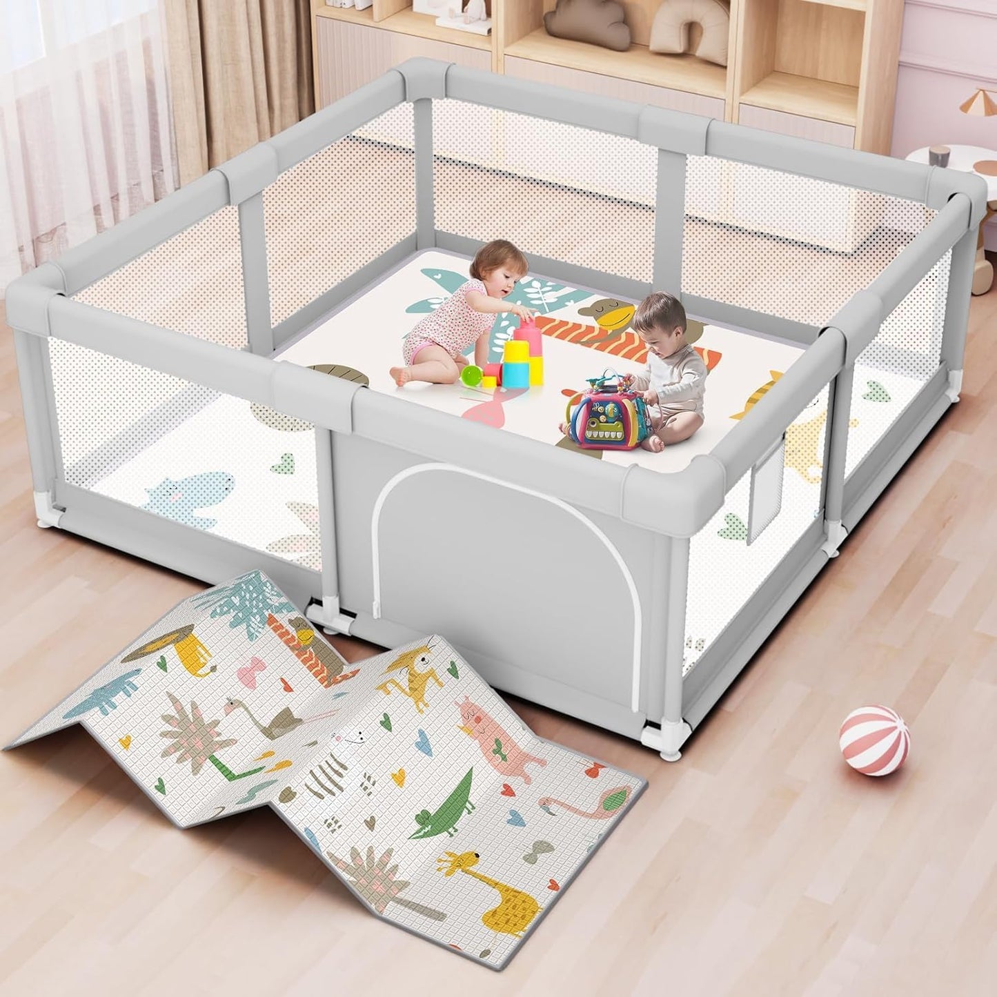 Large Baby Playpen with Mat - 200 x 180 cm