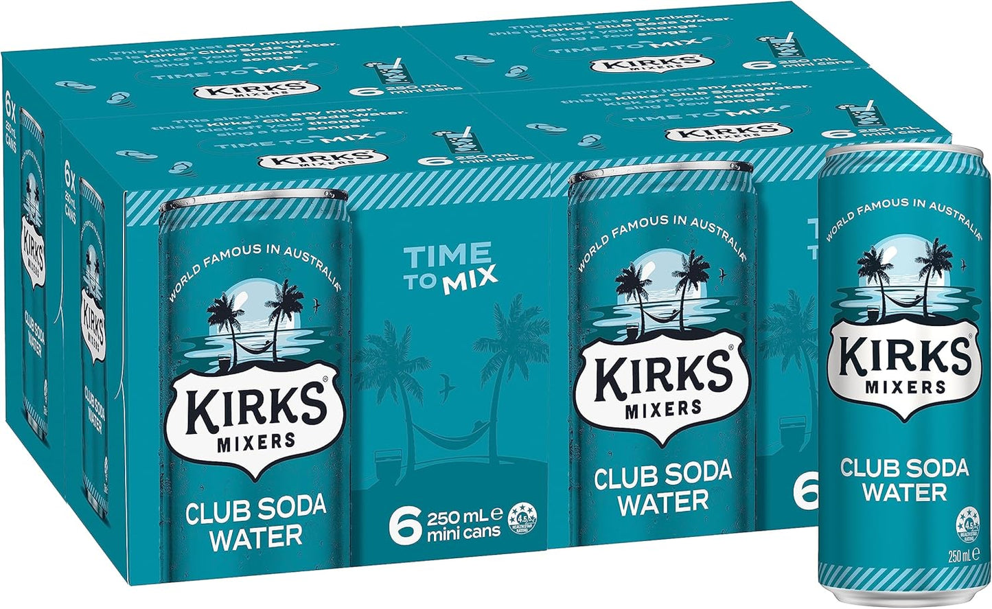 Kirks Mixers Soda Water Mini Can Multipack 24 x 250 mL
