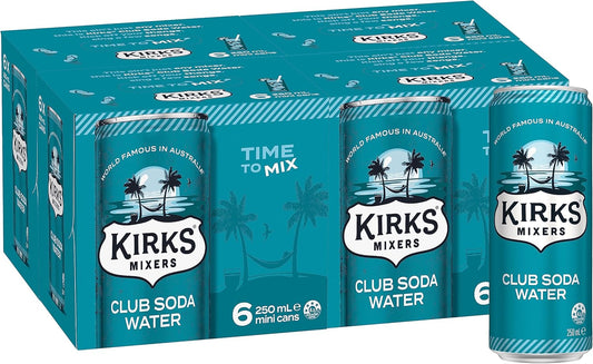 Kirks Mixers Soda Water Mini Can Multipack 24 x 250 mL