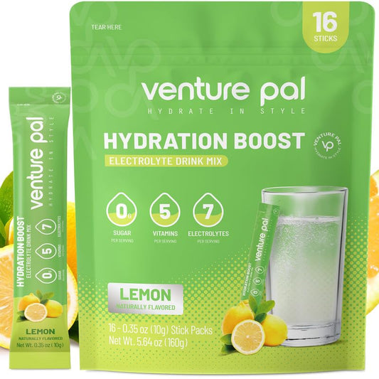 Venture Pal Sugar Free Electrolyte Powder Packets - Liquid Daily IV Drink Mix for Rapid Hydration & Party Recovery,16 Sticks