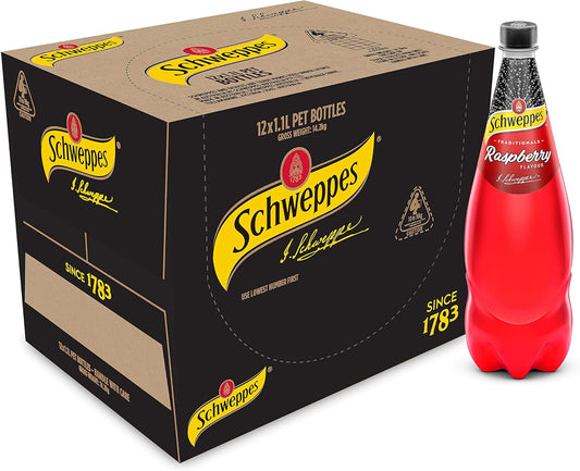 Schweppes Raspberry Soft Drink, 12 x 1.1L