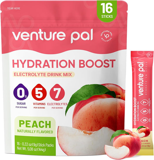 Venture Pal Sugar Free Electrolyte Powder Packets - Liquid Daily IV Hydration Packets ,16 Sticks
