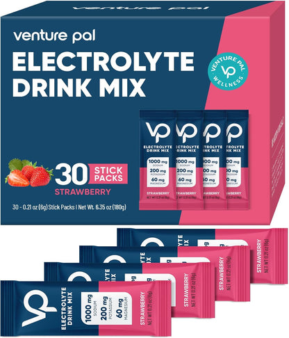 Venture Pal High Sodium Sugar Free Electrolytes Powder Packet - Zero Calories - 30 Sticks
