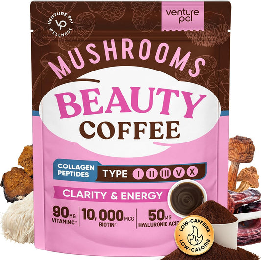 Venture Pal Premium Adaptogenic Mushroom Coffee with Multi Collagen,30 Servings