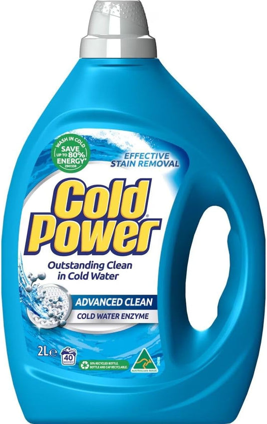 Cold Power Advanced Clean Cold Water Enzyme, Liquid Laundry Detergent, 2 Litres