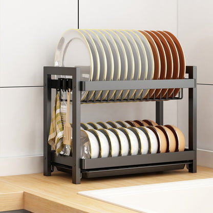 STORFEX 2 Layer Dish Drying Rack for Kitchen | Black | Steel Material_5
