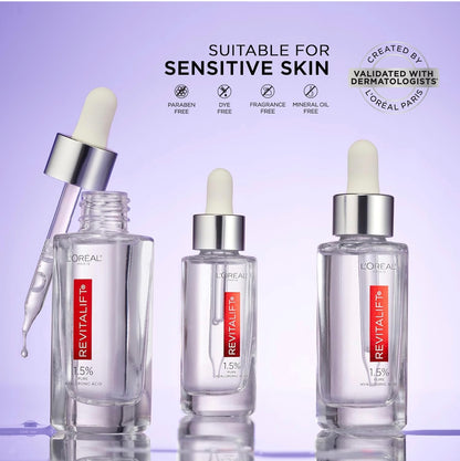 L'Oreal Paris Revitalift 1.5% Pure Hyaluronic Acid Serum for Face, Anti Aging Serum to Hydrate Skin & Reduce Wrinkles, Fragrance Free Skin Care for All Skin Types, 1 Oz