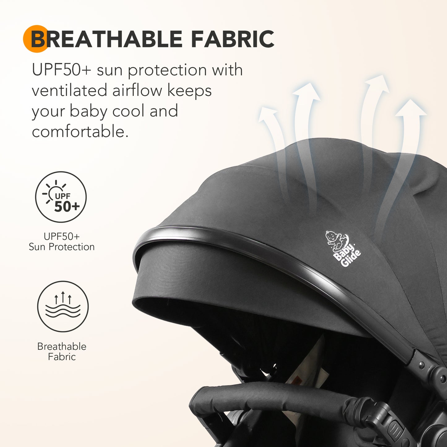 Luxury High Landscape Baby Stroller & Bassinet Travel System | One-Button Fold | High View | Baby Glide Black Stroller