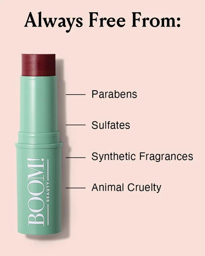 Boomstick Color ™ All-in-One Cream Blush for Cheeks, Eyes & Lips, Long Wearing, Blendable Makeup Blush Stick-Berry