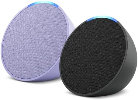 Echo Pop 2-Pack | Full sound compact Wi-Fi and Bluetooth smart speaker with Alexa | Charcoal + Lavender Bloom