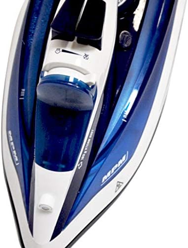 MPM MZE-21/N Iron, Ceramic Ironing Sole, Steam Iron, Vertical Steam, Steam Taping, Self-Cleaning, Drip Stop, 6 Functions, 400 ml Reservoir, 2800 W, Blue