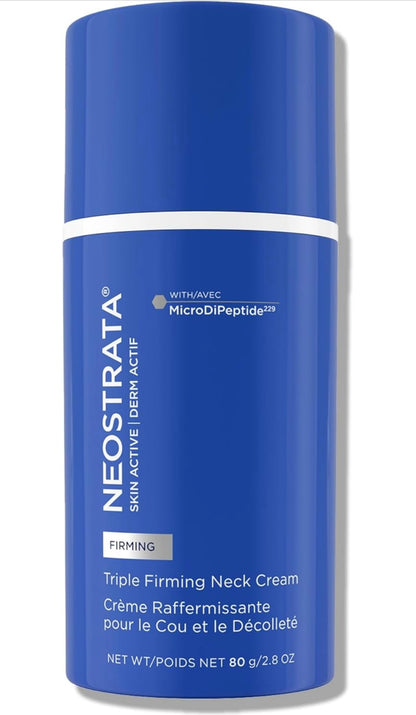 NEOSTRATA Skin Active Triple Firming Neck Cream, Anti-Aging Moisturizer with MicroDiPeptide229 to Tighten and Smooth Wrinkles Neck & Décolletage, Fragrance Free, For all Skin Types, 80g-USA made