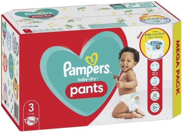 Pampers Baby-Dry Nappy Pants, Size 3, 96 Count