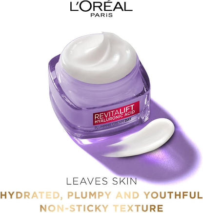 L'Oreal Paris Day Cream for Women, Hydrates and Replumps, For Radiant Skin, Revitalift Hyaluronic Acid, 15ml