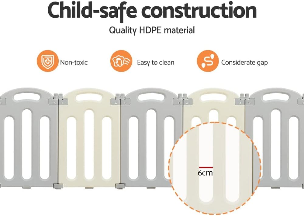 Keezi Baby Playpen, 16 Panels Babies Play Pen Toddlers Fence,Grey