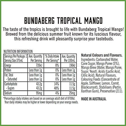 Bundaberg Tropical Mango, 12 x 375 ml