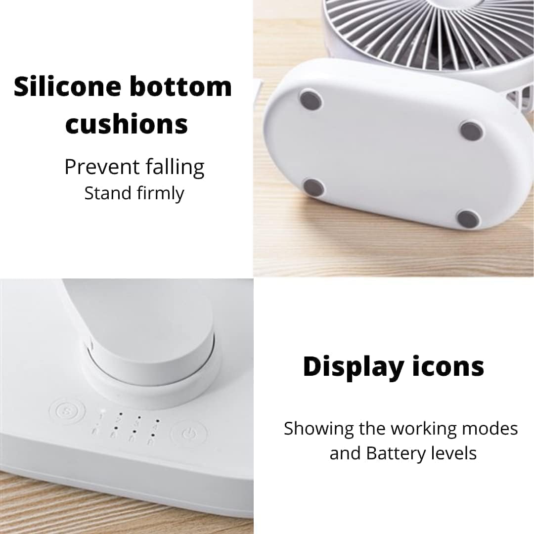 Vortex D77 Adjustable Angle Shaking Head Quiet Air Supply Large Battery Capacity 4000mAH 4 Speed Modes Strong Wind Press Switch Rechargeable Fan