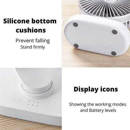 Vortex D77 Adjustable Angle Shaking Head Quiet Air Supply Large Battery Capacity 4000mAH 4 Speed Modes Strong Wind Press Switch Rechargeable Fan